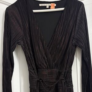 RACHEL Rachel Roy Black and Brown Long Sleeve Dress